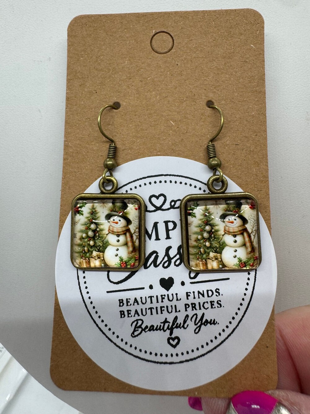 Snowman Dangle Earrings Winter Holiday Vintage Style Jewelry New